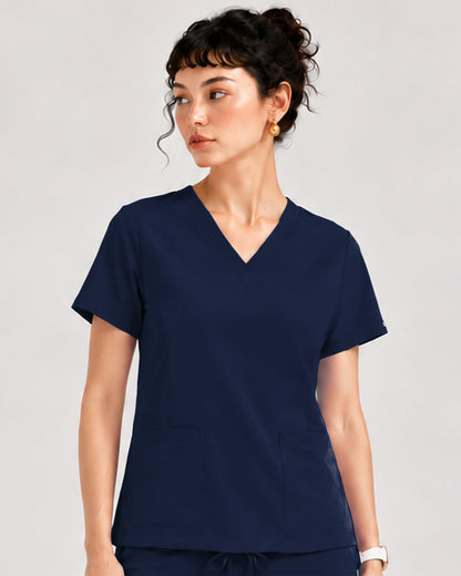 Foundry Women's 1005 Quinn 2 Pocket V-Neck Top Navy