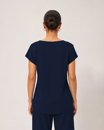 Foundry Women's 1215 Rowan 1 Pocket Boat Neck Dolman Top Navy