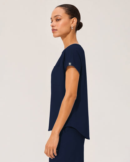 Foundry Women's 1215 Rowan 1 Pocket Boat Neck Dolman Top Navy