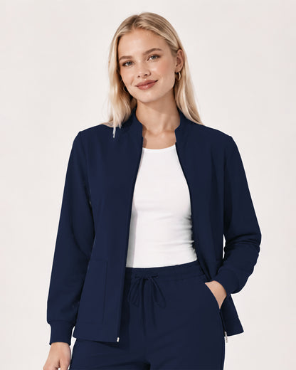 Foundry Women's 6005 Ellis 2 Pocket Scrub Jacket Navy