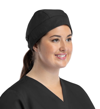 Scrub Caps NC015 Unisex Cap With Button Black (BLK)