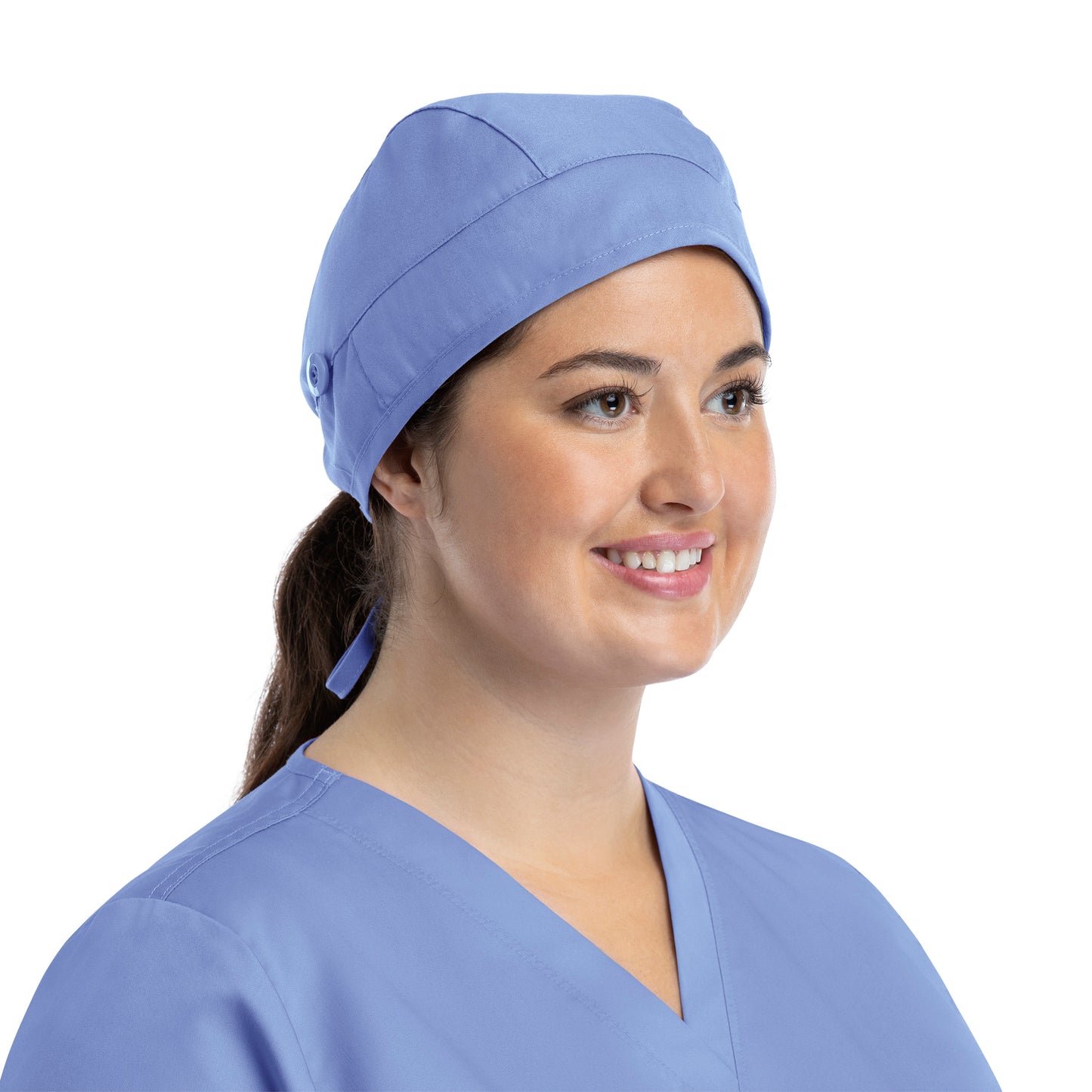 Scrub Cap NC015 Unisex Cap with Button Ceil Blue