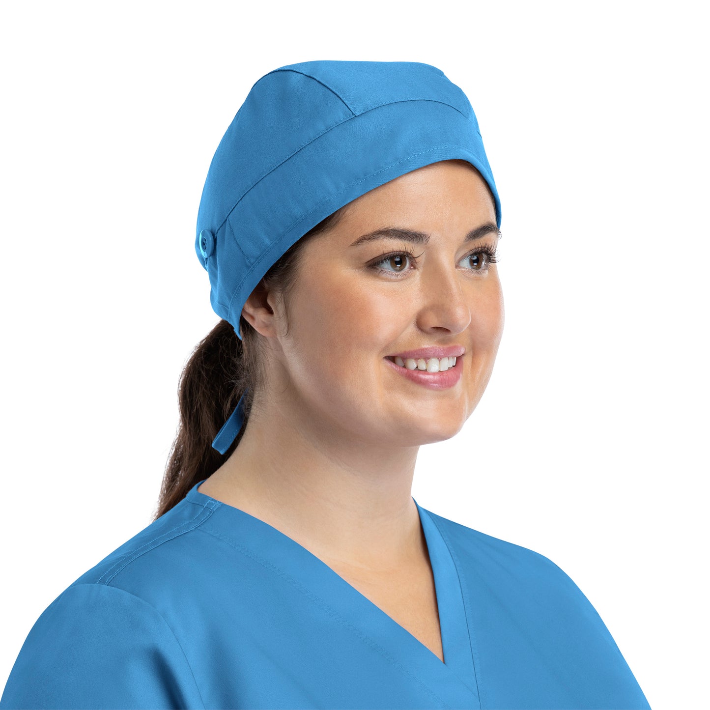 Scrub Cap NC015 Unisex Cap with Button Cyan Blue