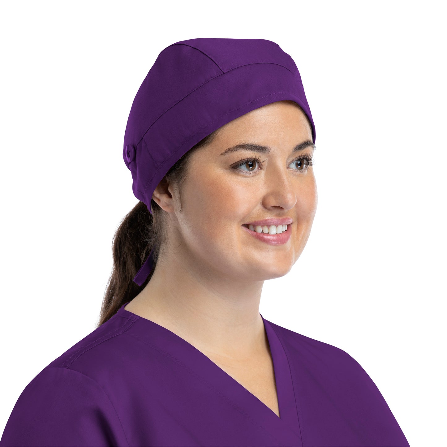 Scrub Cap NC015 Unisex Cap with Button EGGPLANT