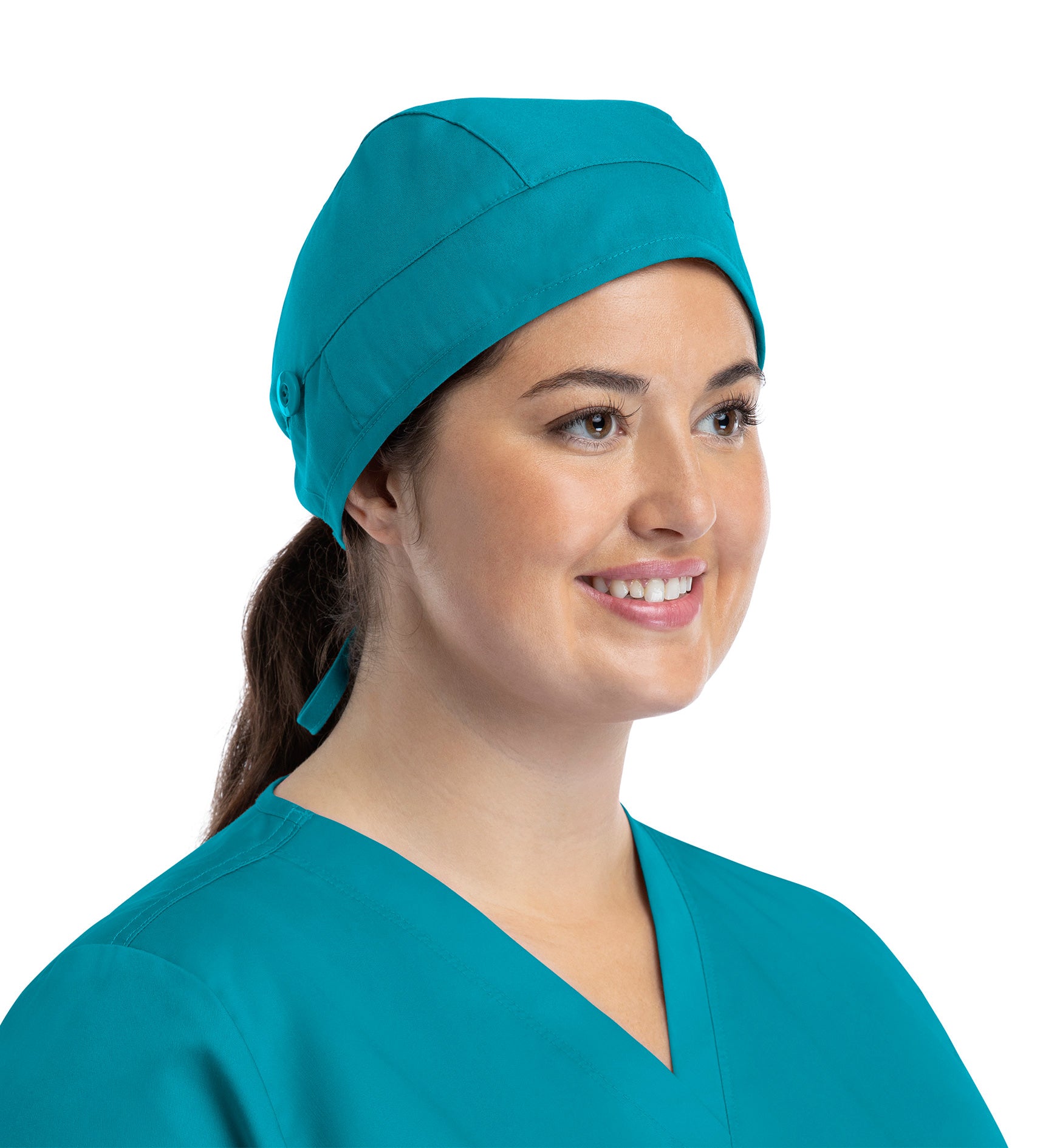 Scrub Caps NC015 Unisex Cap With Button Teal (TELA)