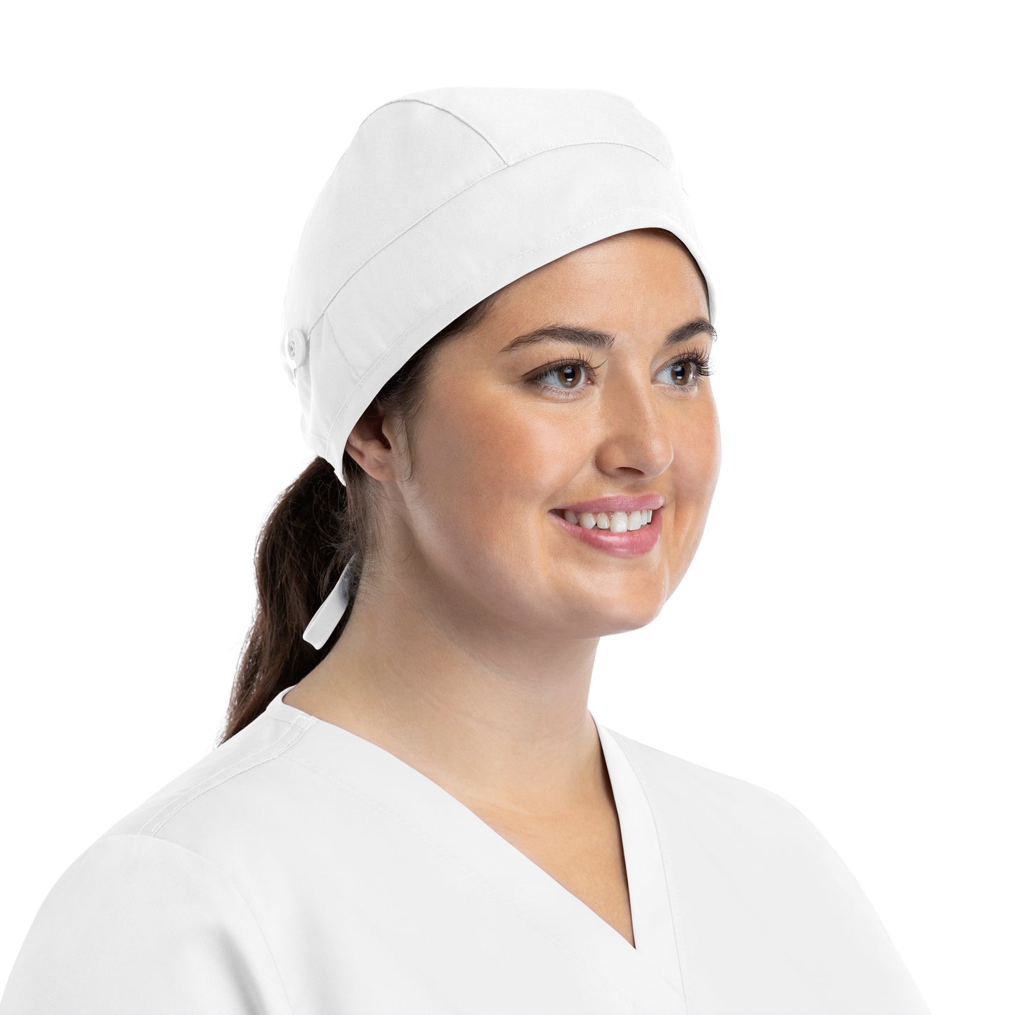 Scrub Cap NC015 Unisex Cap with Button White