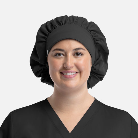 Scrub Cap NC320 Unisex Bouffant Cap Black