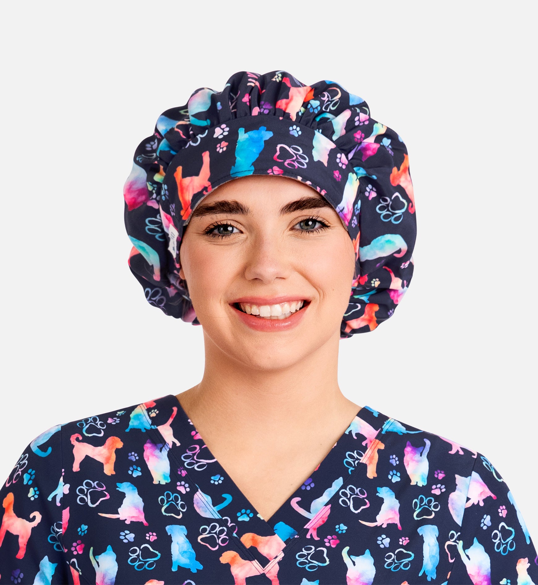 Scrub Cap NC325 Unisex Printed Bouffant Cap Furr-ever Colorful