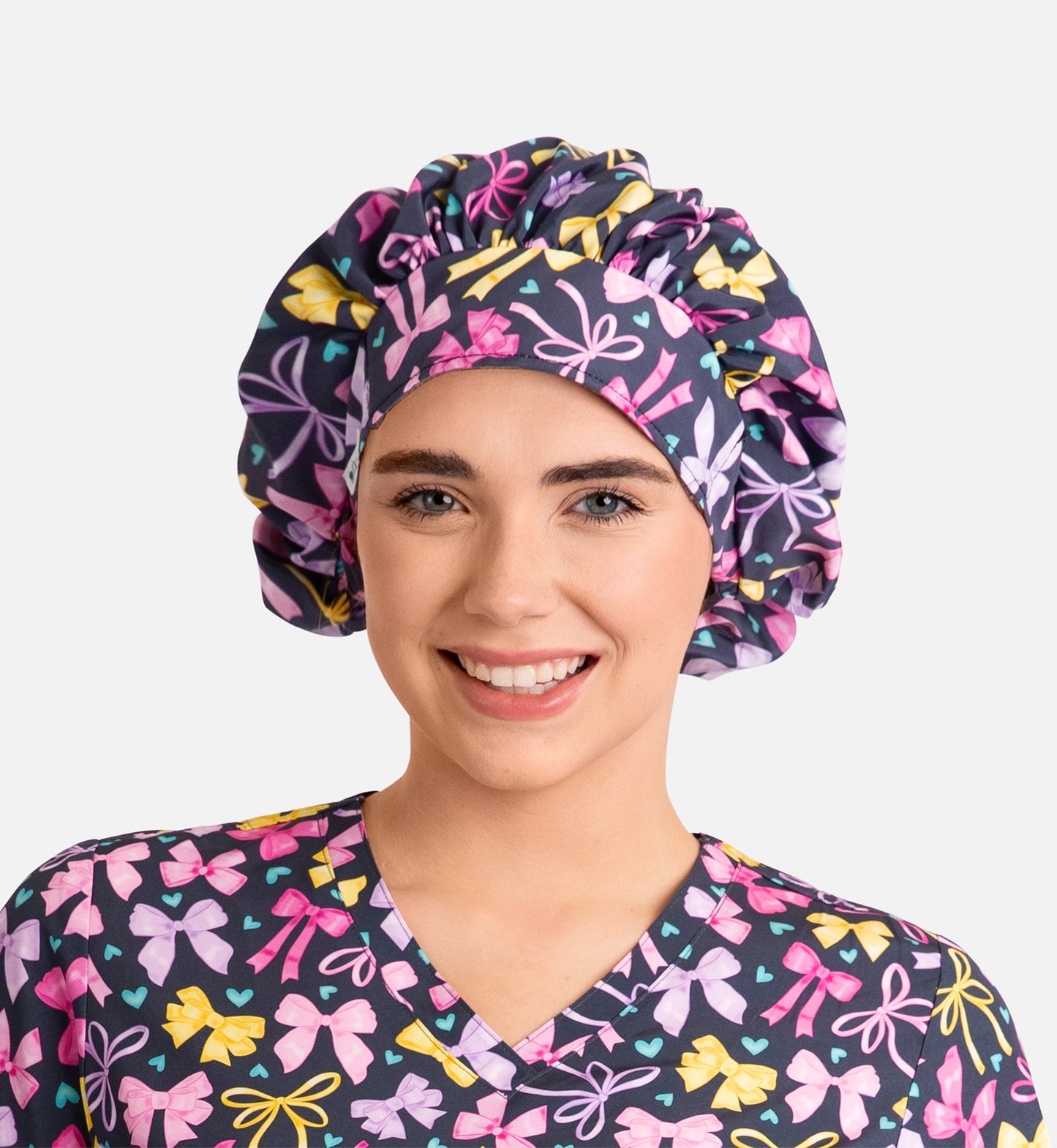 Scrub Cap NC325 Unisex Printed Bouffant Cap Ribbons of hope