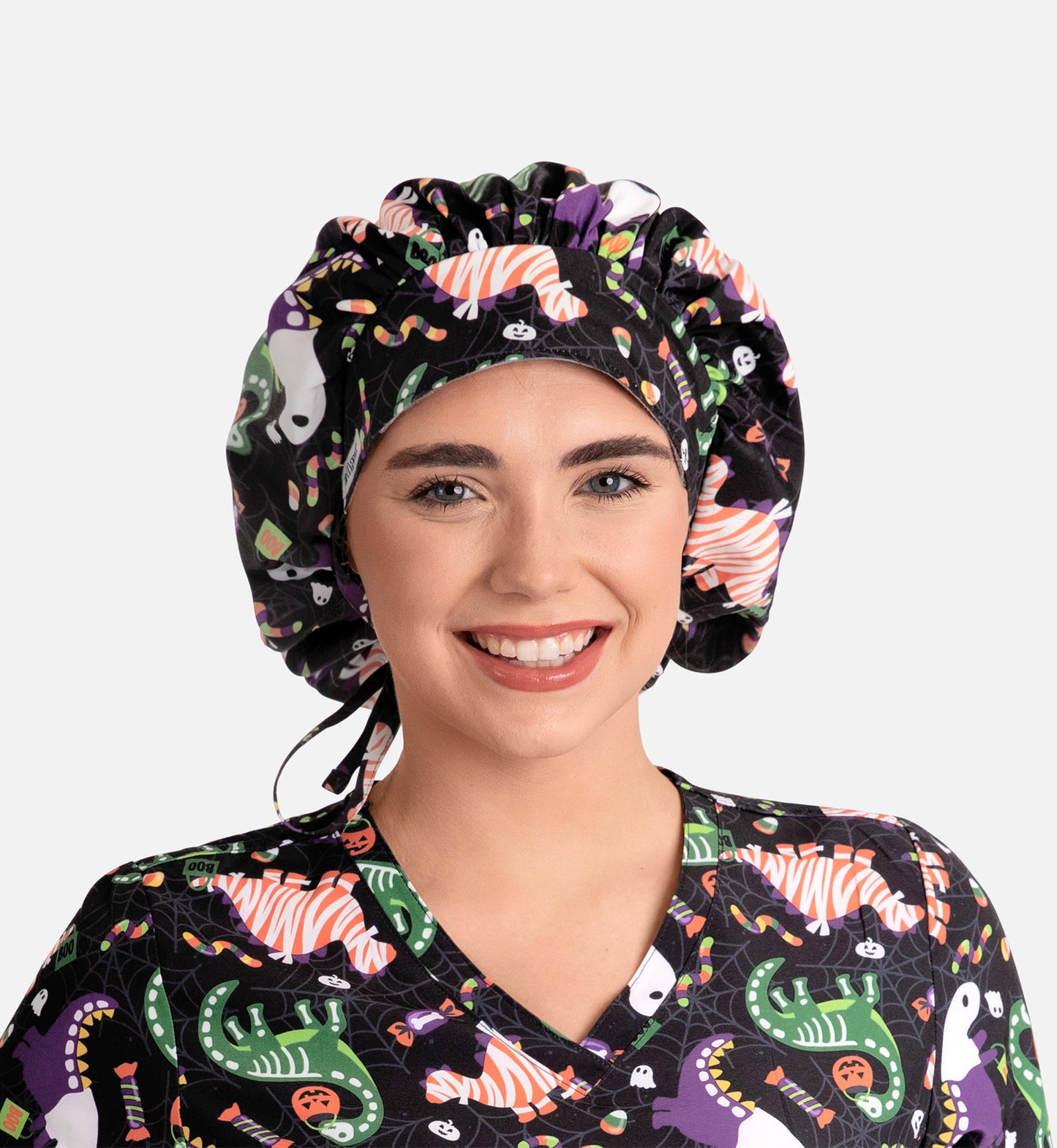 Scrub Cap NC325 Unisex Printed Bouffant Cap Trick-a-saurus