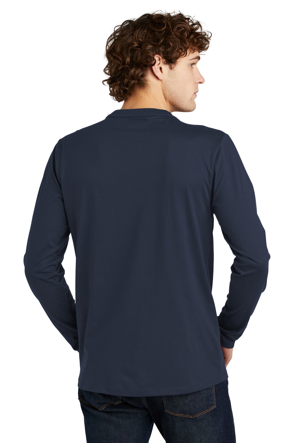 New Era  Heritage Blend Long Sleeve Crew Tee. NEA102 True Navy
