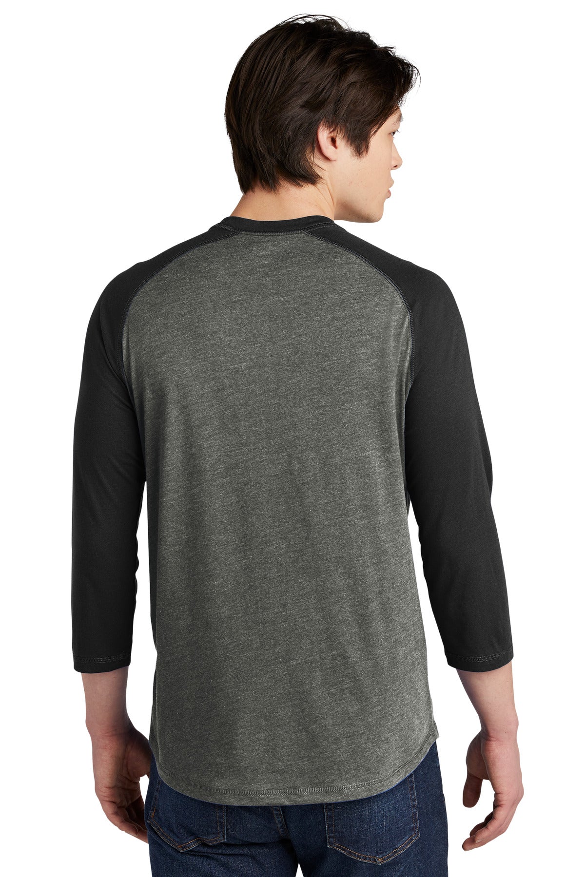 New Era  Heritage Blend 3/4-Sleeve Baseball Raglan Tee. NEA104 Black/ Black Twist