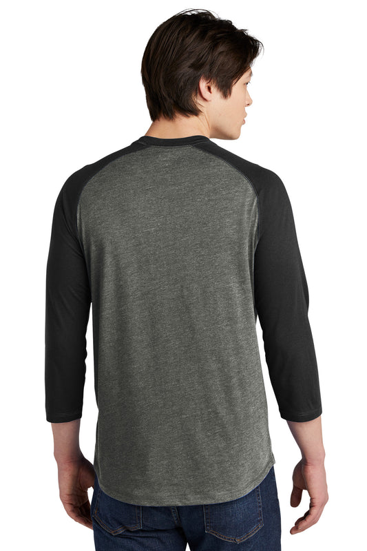 New Era  Heritage Blend 3/4-Sleeve Baseball Raglan Tee. NEA104 Black/ Black Twist