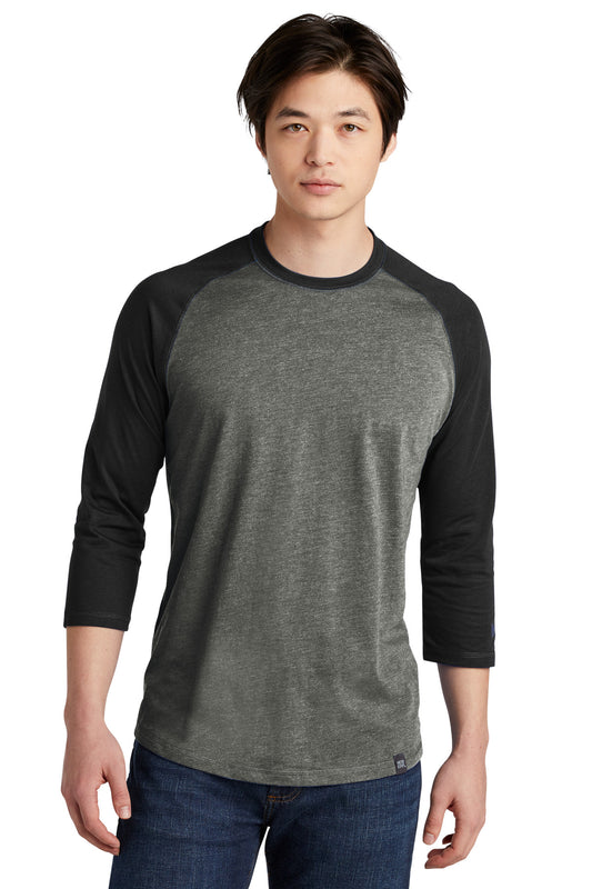 New Era  Heritage Blend 3/4-Sleeve Baseball Raglan Tee. NEA104 Black/ Black Twist