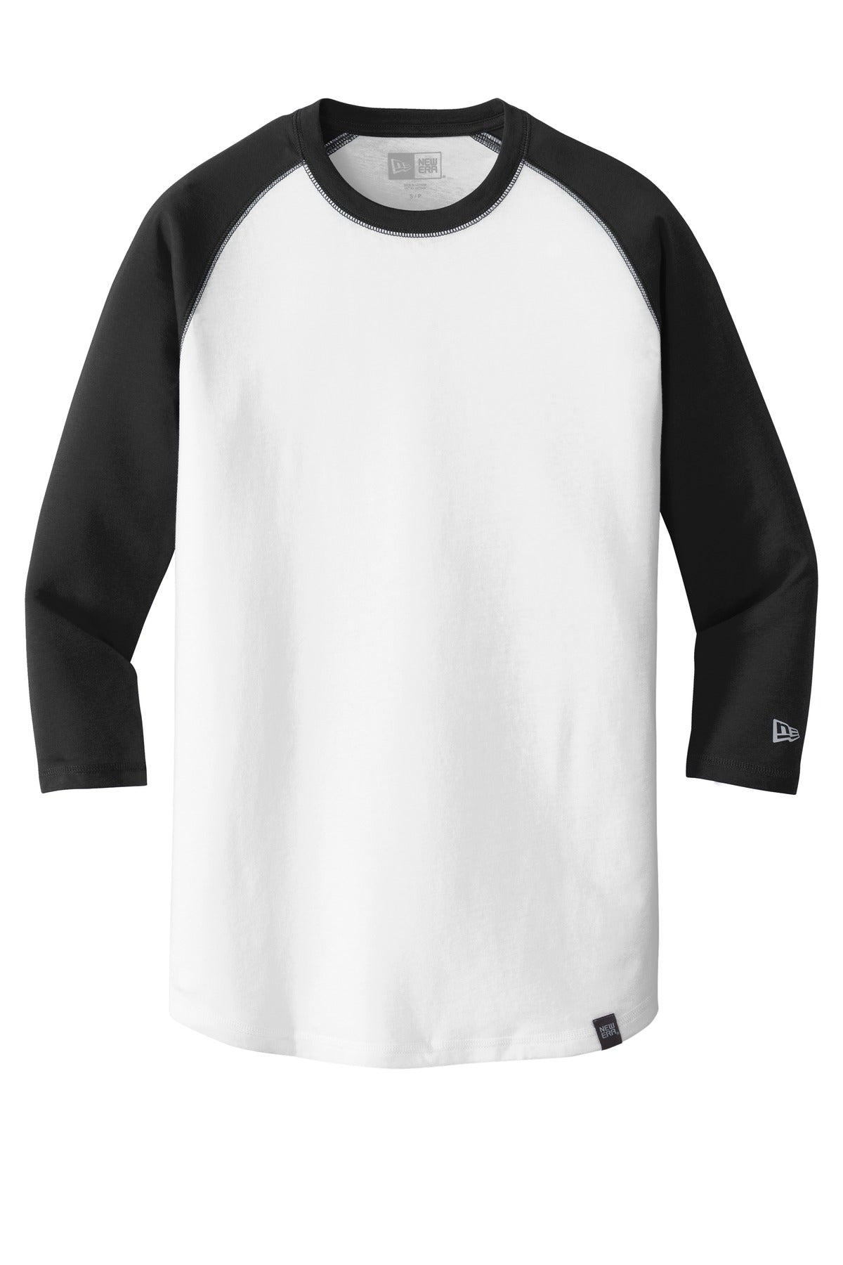 New Era  Heritage Blend 3/4-Sleeve Baseball Raglan Tee. NEA104 Black/ White