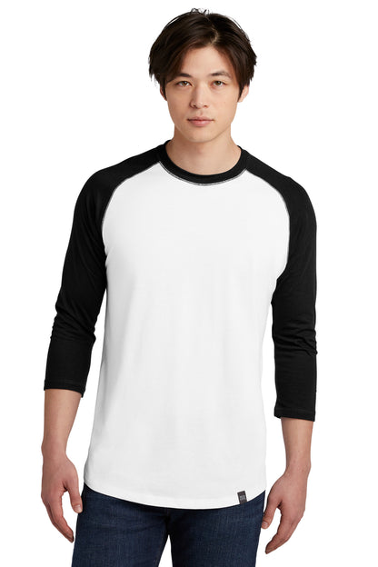 New Era  Heritage Blend 3/4-Sleeve Baseball Raglan Tee. NEA104 Black/ White