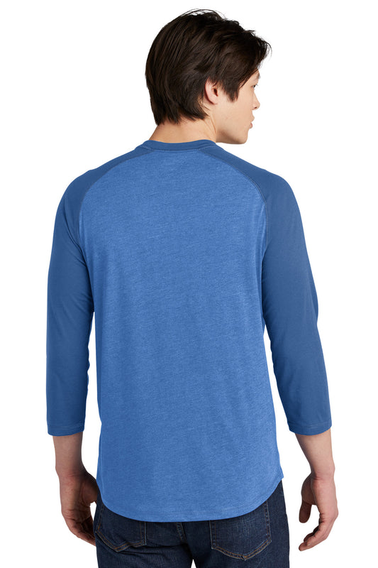 New Era  Heritage Blend 3/4-Sleeve Baseball Raglan Tee. NEA104 Royal/ Royal Heather