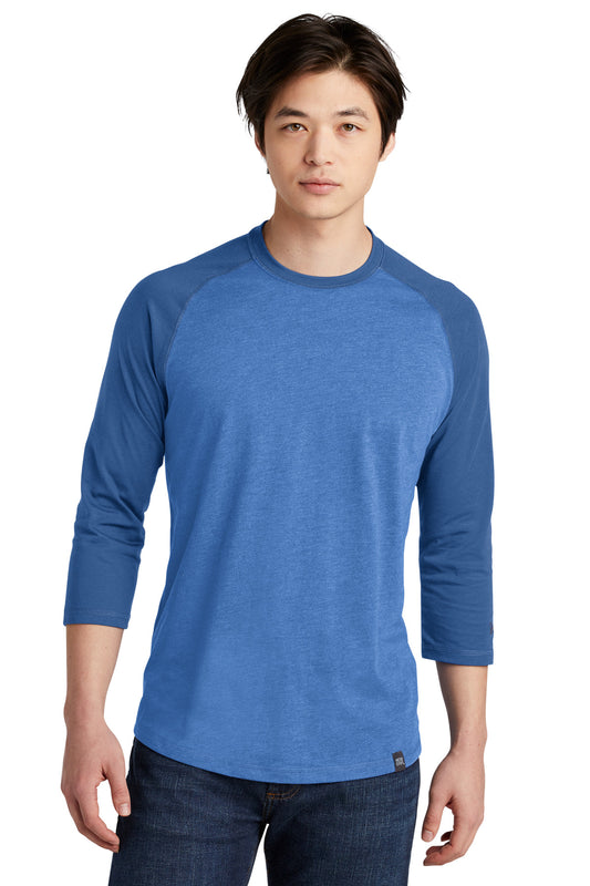 New Era  Heritage Blend 3/4-Sleeve Baseball Raglan Tee. NEA104 Royal/ Royal Heather