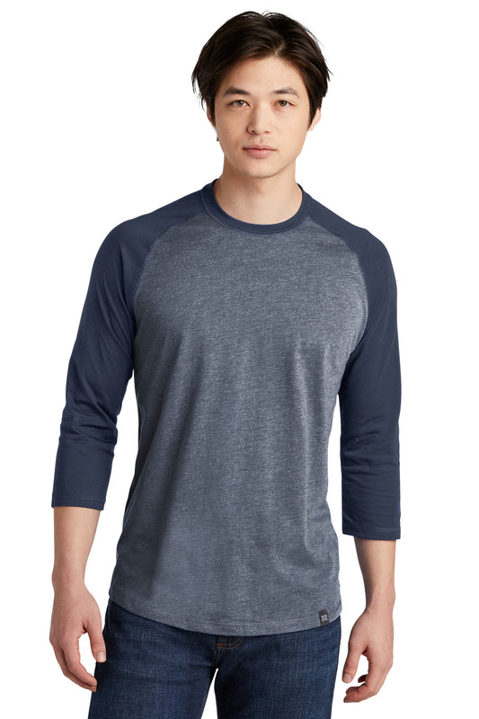 New Era  Heritage Blend 3/4-Sleeve Baseball Raglan Tee. NEA104 True Navy/ True Navy Twist