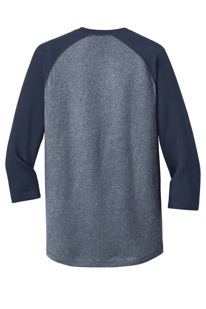 New Era  Heritage Blend 3/4-Sleeve Baseball Raglan Tee. NEA104 True Navy/ True Navy Twist