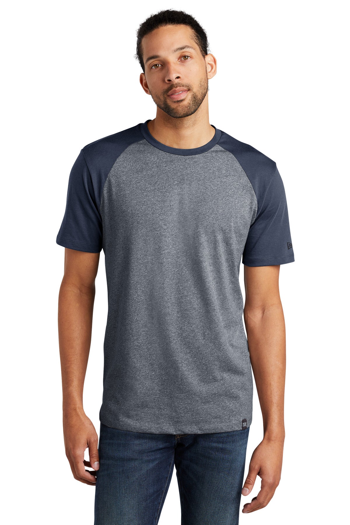 New Era  Heritage Blend Varsity Tee. NEA107 True Navy/ True Navy Twist