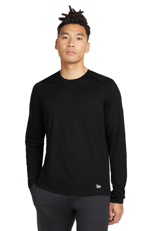 New Era  Series Performance Long Sleeve Crew Tee. NEA201 Black Solid