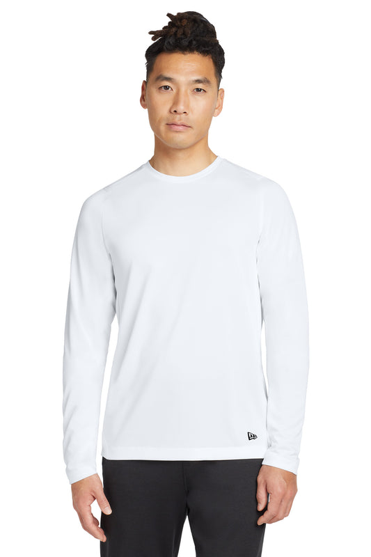 New Era  Series Performance Long Sleeve Crew Tee. NEA201 White Solid