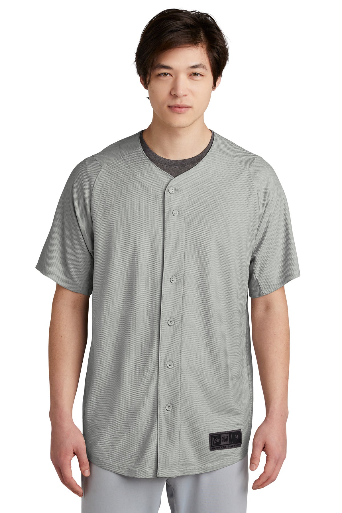 New Era  Diamond Era Full-Button Jersey. NEA220 Grey