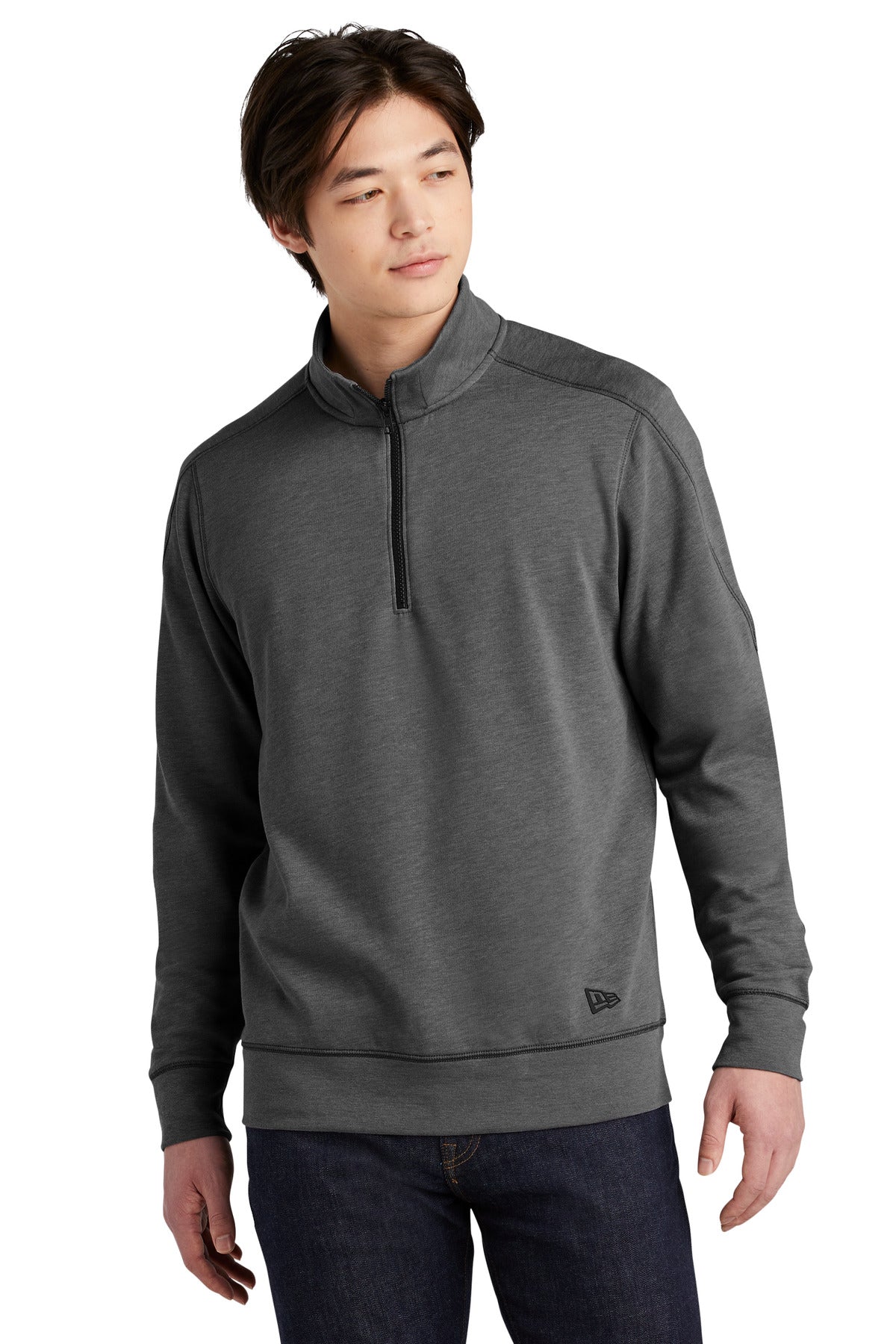 New Era  Tri-Blend Fleece 1/4-Zip Pullover. NEA512 Black Heather