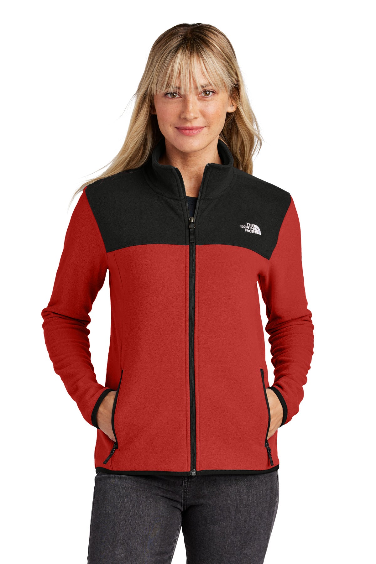 The North Face Women's Glacier Full-Zip Fleece Jacket NF0A7V4K Rage Red / TNF Black