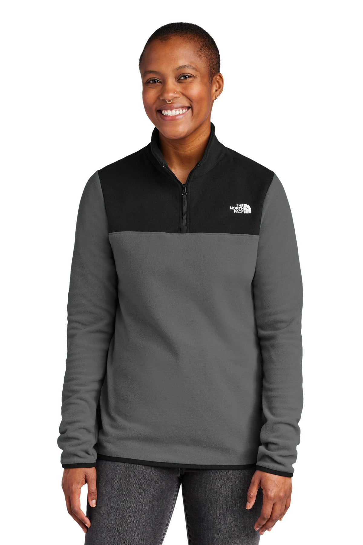 The North Face Women's Glacier 1/4-Zip Fleece NF0A7V4M Asphalt Grey/ TNF Black