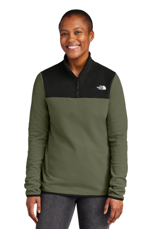The North Face Women's Glacier 1/4-Zip Fleece NF0A7V4M New Taupe Green/ TNF Black