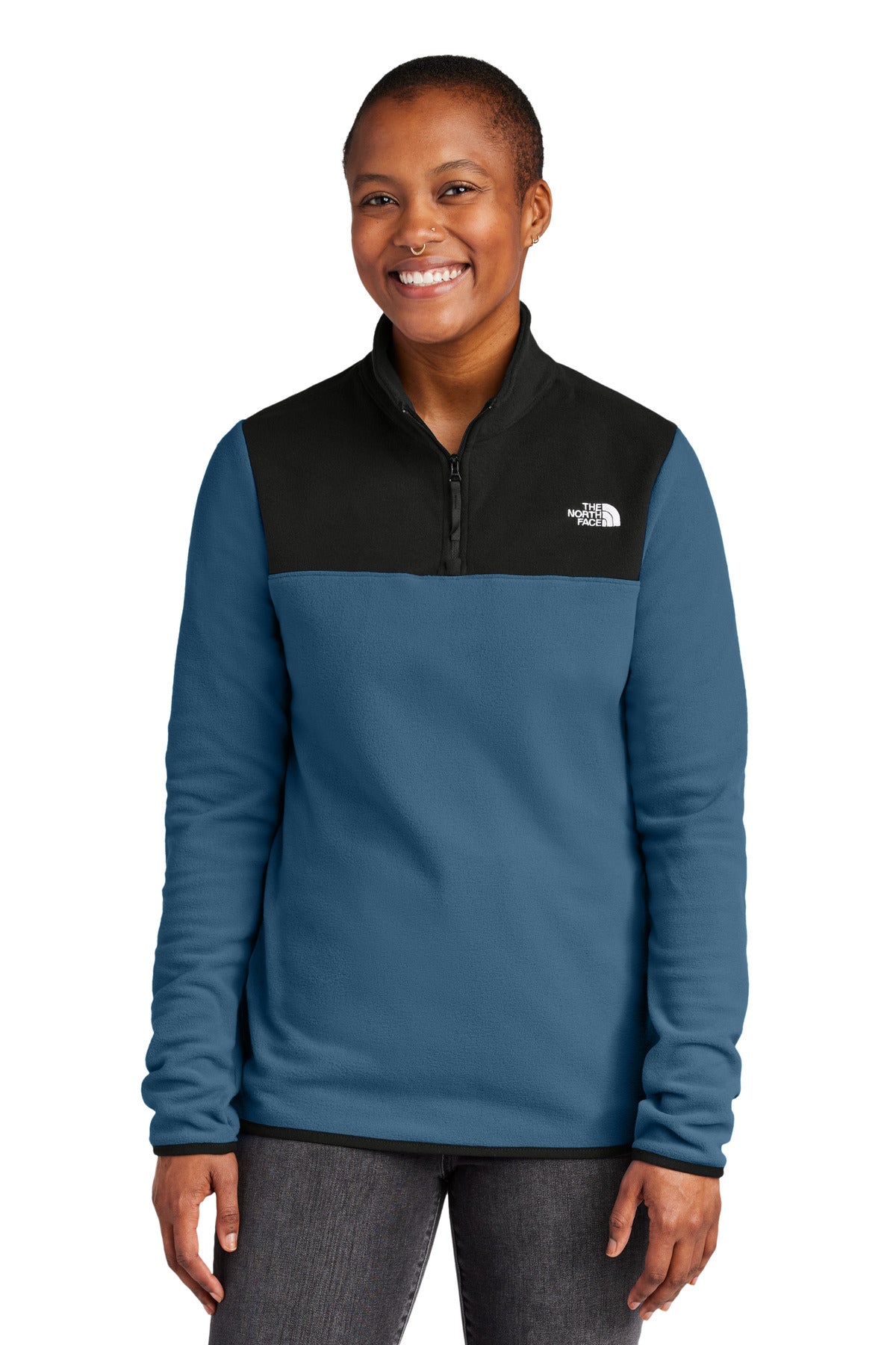 The North Face Women's Glacier 1/4-Zip Fleece NF0A7V4M Shady Blue/ TNF Black