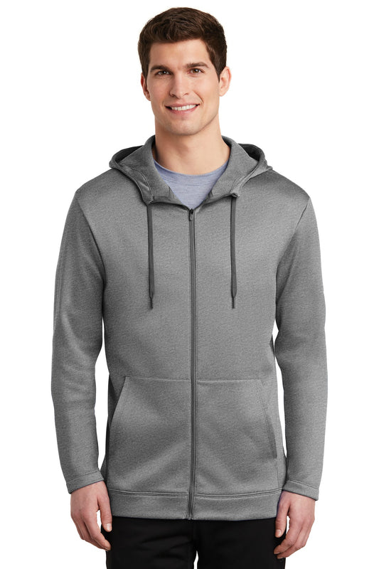 Nike Therma-FIT Full-Zip Fleece Hoodie. NKAH6259 Dark Grey Heather