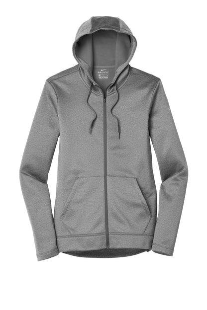 Nike Women's Therma-FIT Full-Zip Fleece Hoodie. NKAH6264 Dark Grey Heather