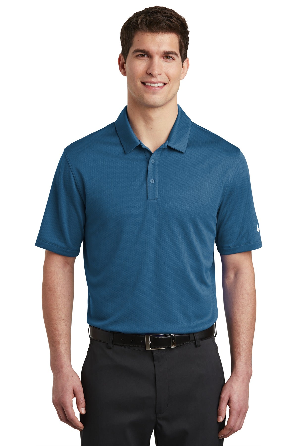 Nike Dri-FIT Hex Textured Polo. NKAH6266 Court Blue