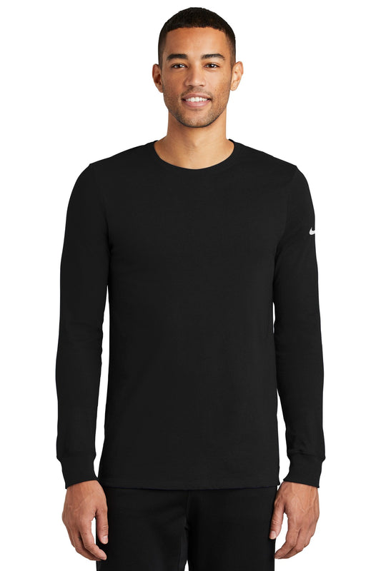 Nike Dri-FIT Cotton/Poly Long Sleeve Tee. NKBQ5230 Black