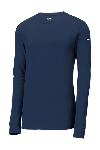 Nike Dri-FIT Cotton/Poly Long Sleeve Tee. NKBQ5230 College Navy