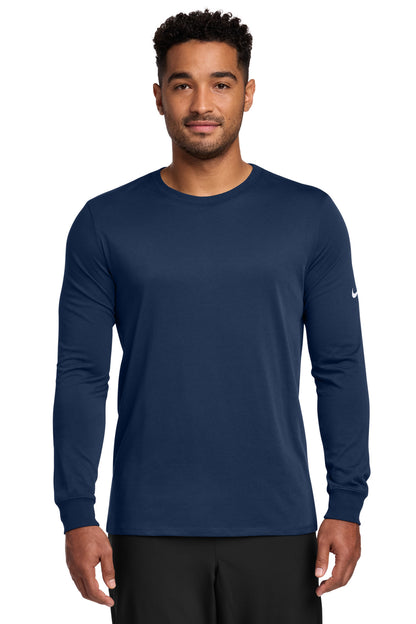 Nike Dri-FIT Cotton/Poly Long Sleeve Tee NKBQ5230 College Navy