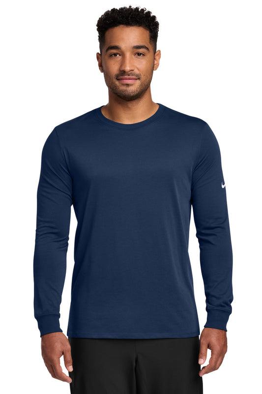 Nike Dri-FIT Cotton/Poly Long Sleeve Tee NKBQ5230 College Navy