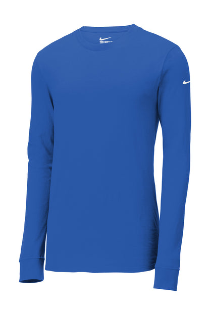 Nike Dri-FIT Cotton/Poly Long Sleeve Tee. NKBQ5230 Rush Blue