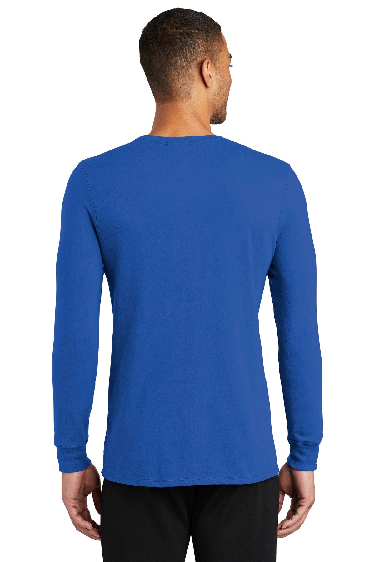 Nike Dri-FIT Cotton/Poly Long Sleeve Tee. NKBQ5230 Rush Blue