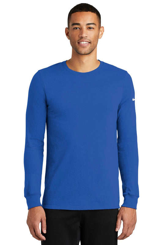 Nike Dri-FIT Cotton/Poly Long Sleeve Tee. NKBQ5230 Rush Blue