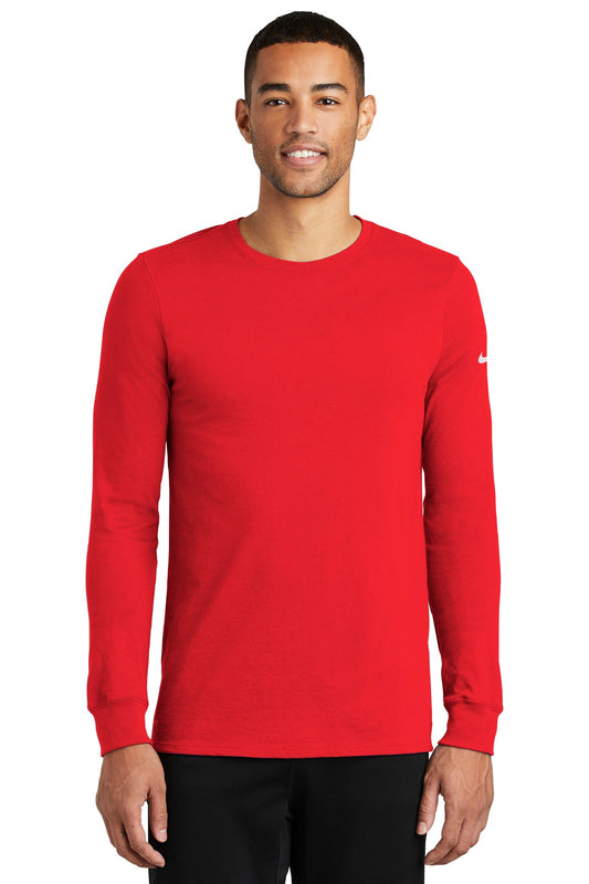 Nike Dri-FIT Cotton/Poly Long Sleeve Tee. NKBQ5230 University Red