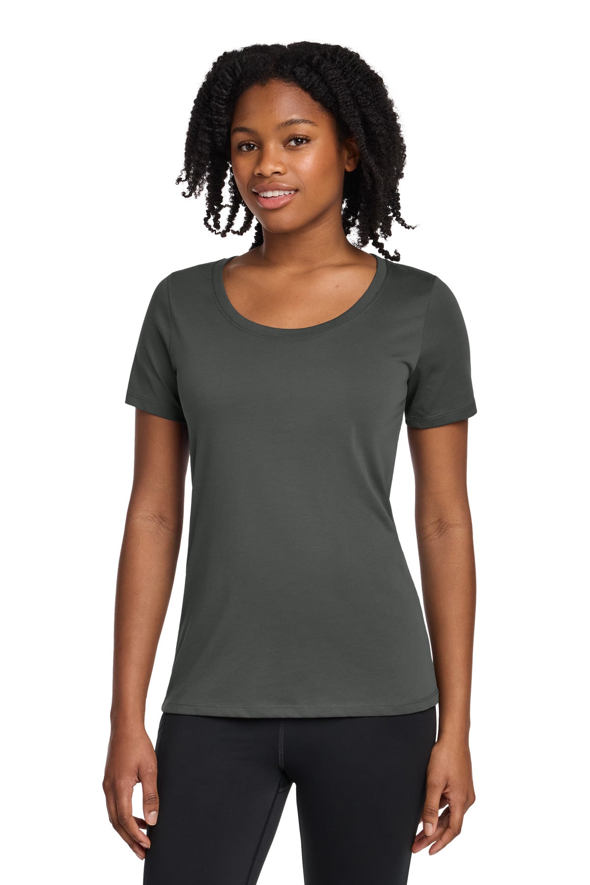Nike Women's Dri-FIT Cotton/Poly Scoop Neck Tee NKBQ5234 Anthracite