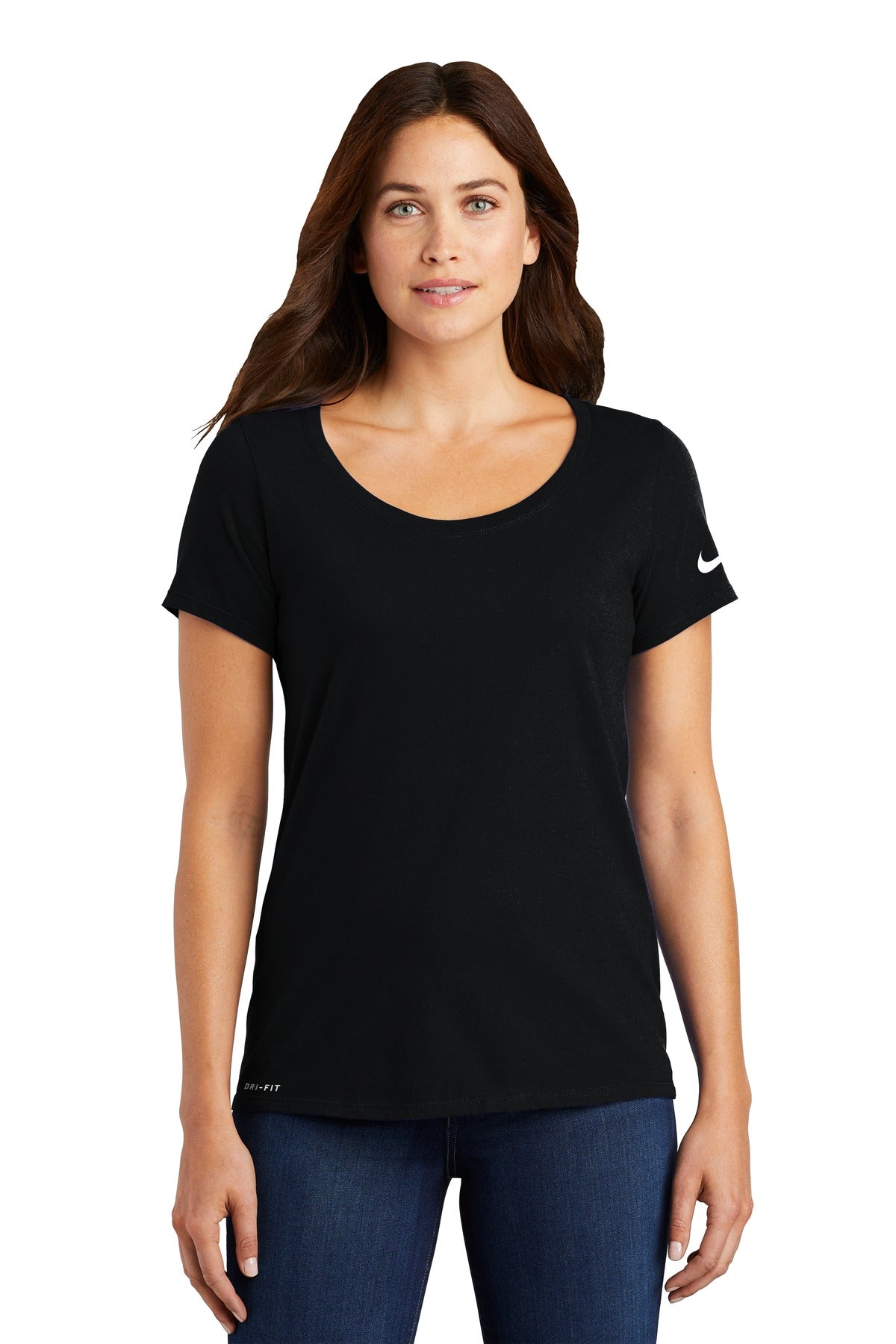 Nike Women's Dri-FIT Cotton/Poly Scoop Neck Tee. NKBQ5234 Black