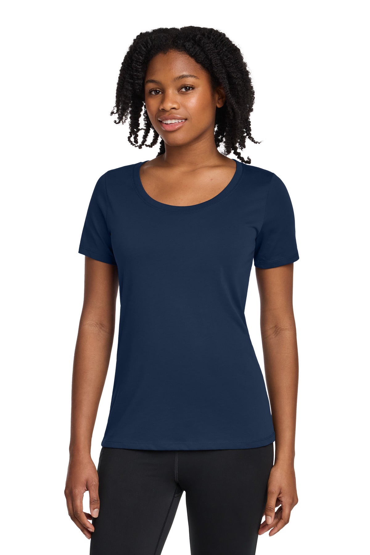 Nike Women's Dri-FIT Cotton/Poly Scoop Neck Tee NKBQ5234 College Navy