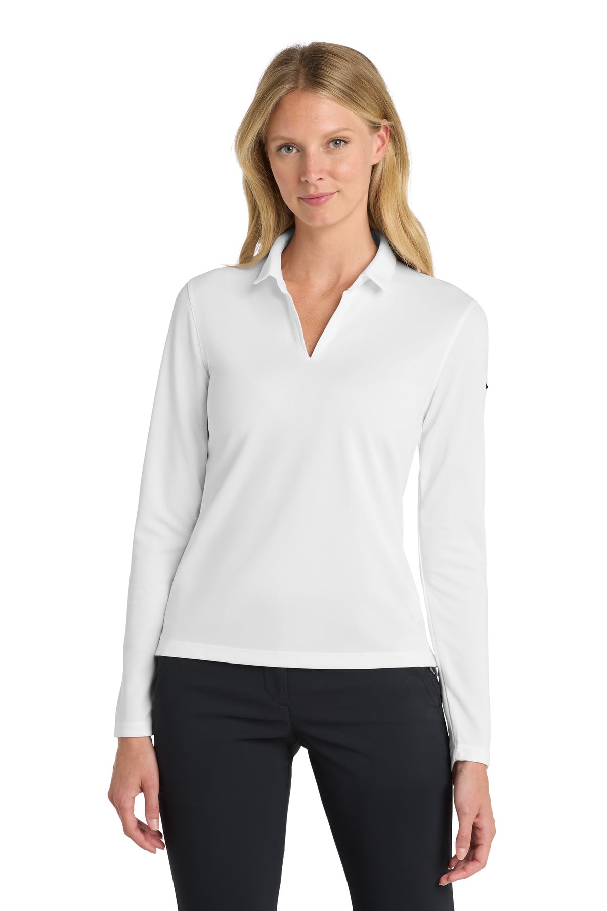 Nike Women's Dri-FIT Micro Pique 2.0 Long Sleeve Polo NKDC2105 White