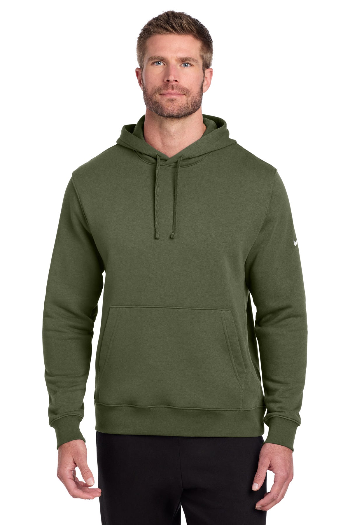 Nike Club Fleece Sleeve Swoosh Pullover Hoodie NKDR1499 Medium Olive