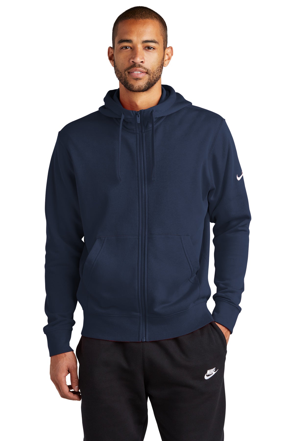 Nike Club Fleece Sleeve Swoosh Full-Zip Hoodie NKDR1513 Midnight Navy